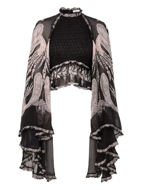 ZIMMERMANN Dream Burnout ruffled blouse - Black - zdjęcie produktu nr 1