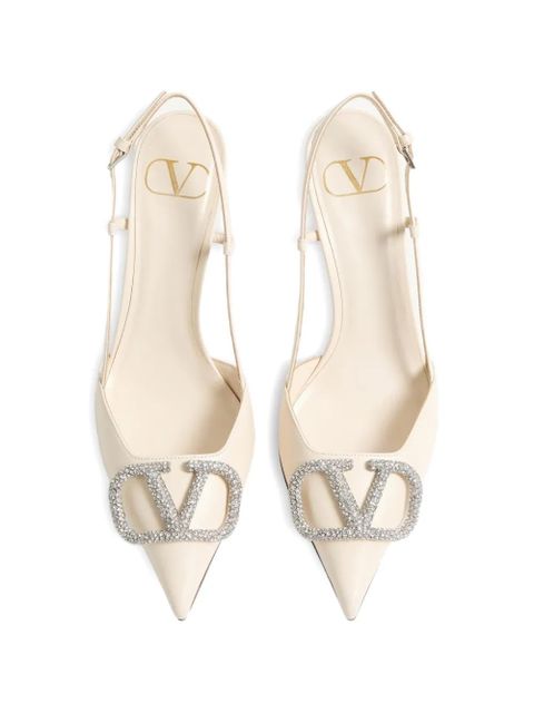 Valentino Garavani VLogo Signature slingback pumps in calfskin leather 80mm - White