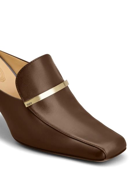 Tod's logo-plaque leather mules - Brown