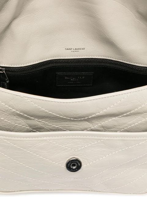 Saint Laurent large Nikki M crinkled shoulder bag - Neutrals