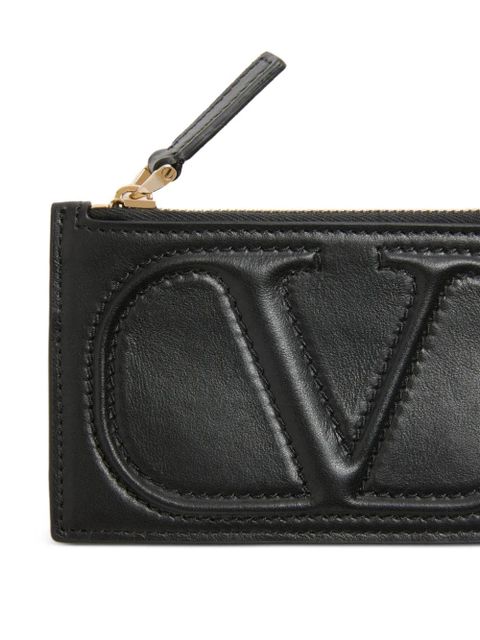 Valentino Garavani VLogo Walk zip card holder in calfskin - Black