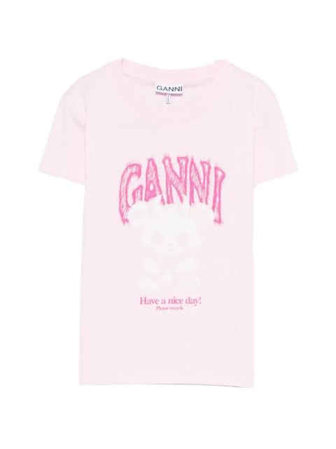 GANNI graphic-print T-shirt - Pink - zdjęcie produktu nr 1
