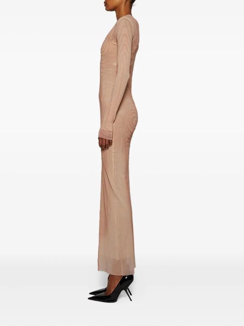 Jean Paul Gaultier spiral-print mesh maxi dress - Neutrals