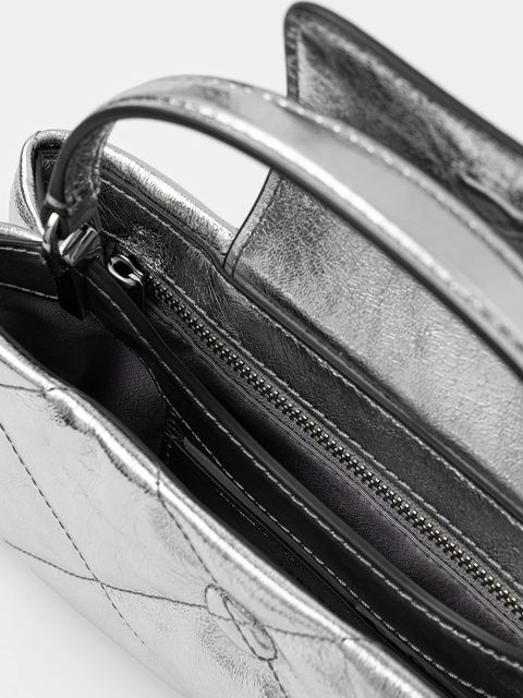 Tory Burch torebka skórzana Kira Diamond kolor srebrny 174998-040