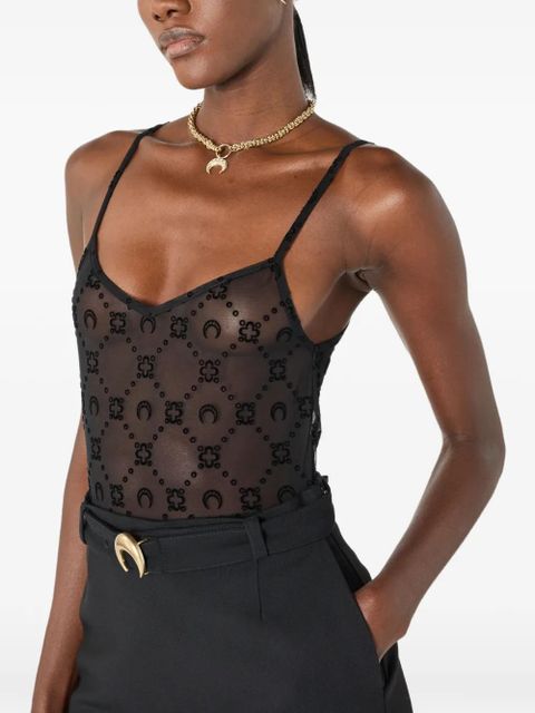 Marine Serre moonogram mesh straps top - Black