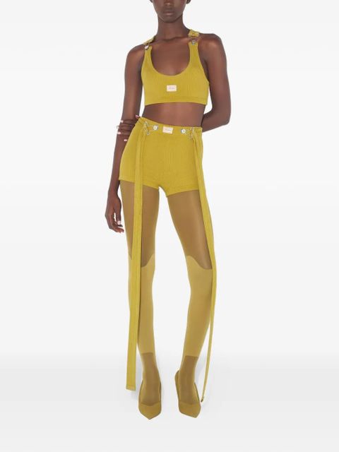 Jean Paul Gaultier ribbed patch-detail trousers - Yellow - zdjęcie produktu nr 2