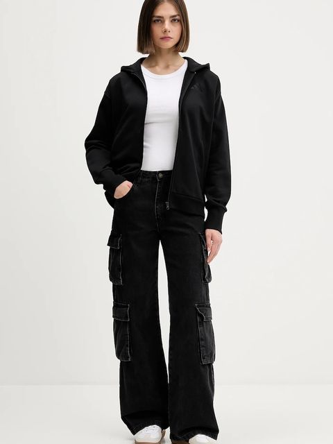 adidas bluza All SZN damska kolor czarny z kapturem gładka IX3809