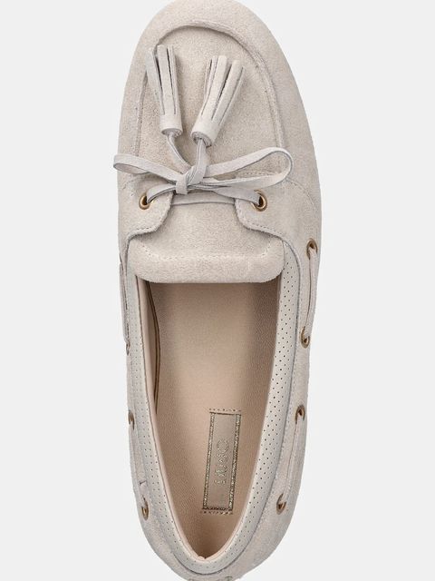 Liu Jo mokasyny zamszowe SKIPPER 03 damskie kolor beżowy na płaskim obcasie SA6049PX002S1400