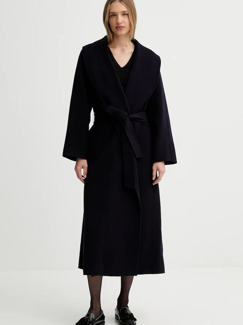 Liviana Conti płaszcz wełniany kolor granatowy F5WW70 - zdjęcie produktu nr 1