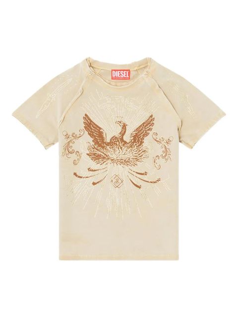Diesel rhinestone-embellished raglan-sleeve T-shirt - Neutrals - zdjęcie produktu nr 1