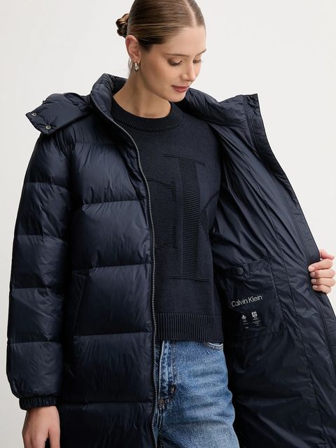 Calvin Klein Jeans kurtka puchowa kolor granatowy zimowa LV047D502G