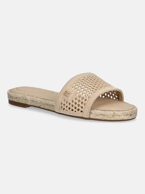 Tommy Hilfiger klapki KNIT MESH ESPADRILLE FLAT SANDAL damskie kolor beżowy FW0FW08744 - zdjęcie produktu nr 1