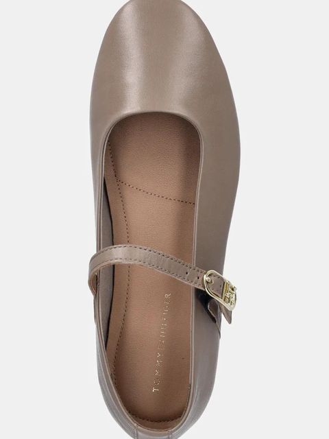 Tommy Hilfiger baleriny skórzane LEATHER MARYJANE BALLERINA kolor beżowy FW0FW08651