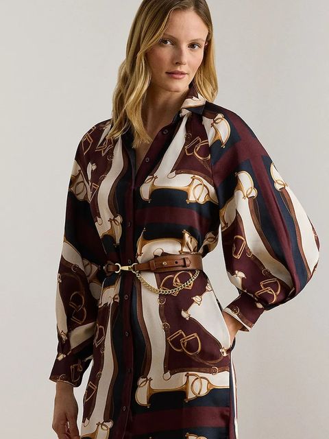 Lauren Ralph Lauren sukienka kolor brązowy mini rozkloszowana 200P03555