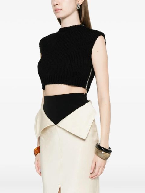 Max Mara ribbed zip top - Black