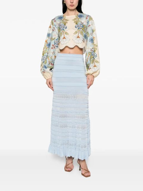 SANDRO textured ruffled midi skirt - Blue - zdjęcie produktu nr 2