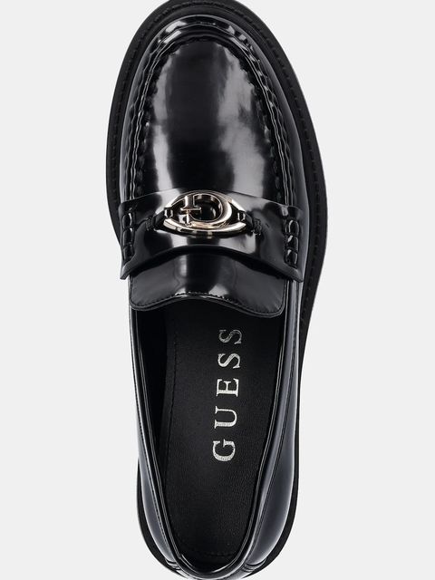 Guess mokasyny YANIKA damskie kolor czarny na płaskim obcasie FLTYNK ELE14