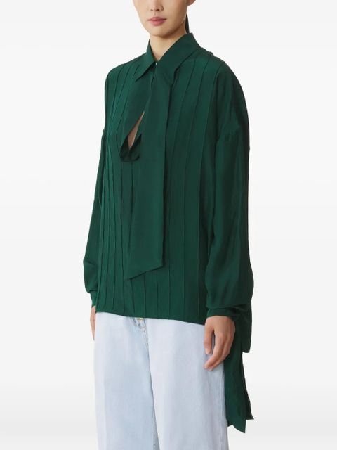 Lanvin pleat-detail silk blouse - Green