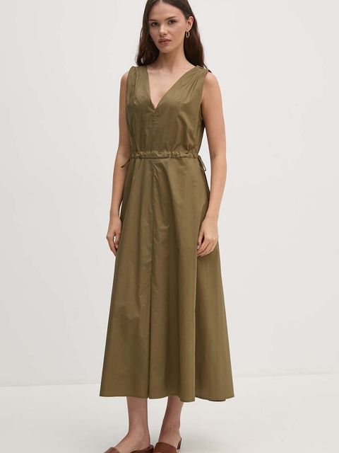 Sandro Ferrone sukienka bawełniana kolor zielony midi rozkloszowana SFS7XBDMADA - zdjęcie produktu nr 1