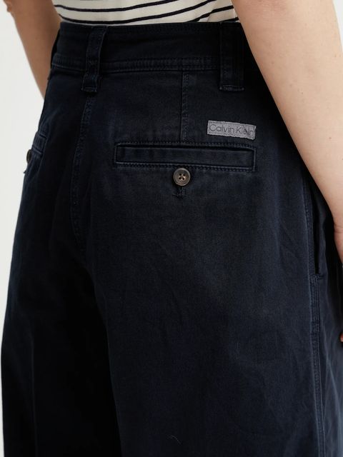 Calvin Klein spodnie damskie kolor granatowy szerokie high waist LV044C645G