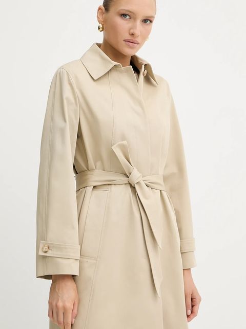 BOSS płaszcz damski kolor beżowy przejściowy 50543189
