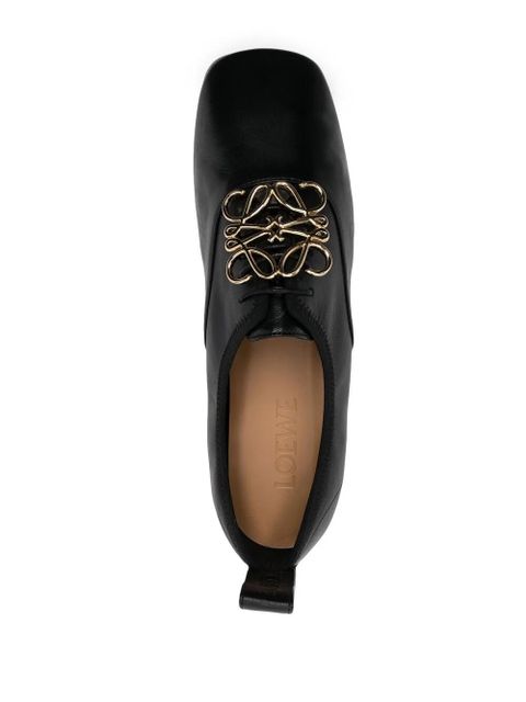LOEWE logo-plaque leather ballet shoes - Black