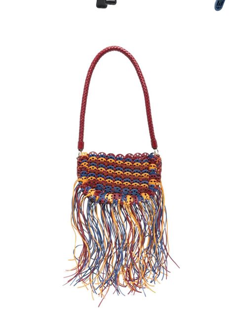 Rabanne fringed leather shoulder bag - Red