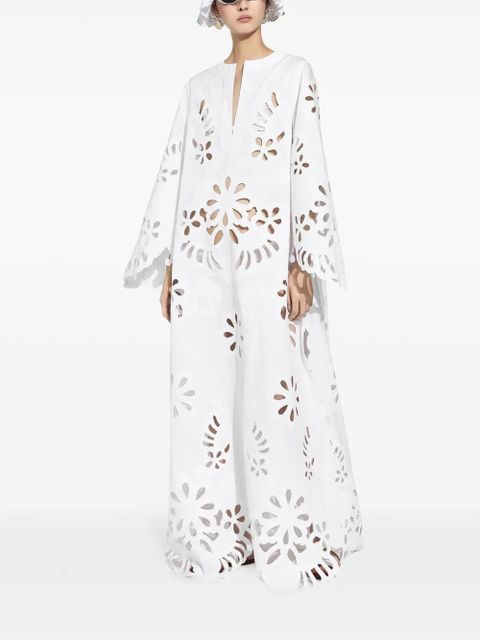 Dolce & Gabbana cut-out cotton kaftan dress - White