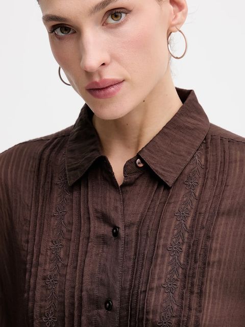 Hoss Intropia koszula damska kolor brązowy regular z kołnierzykiem klasycznym 6282697