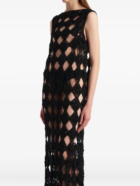 KHAITE floral-detail openwork maxi dress - Black