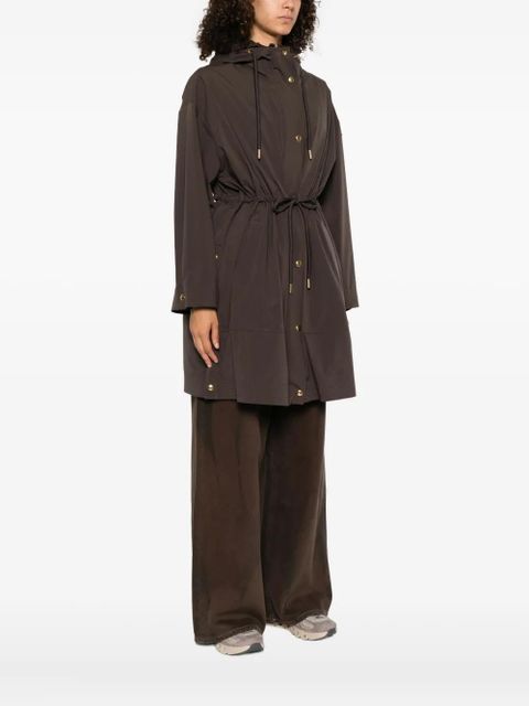 Moncler drawstring-waist hooded coat - Brown