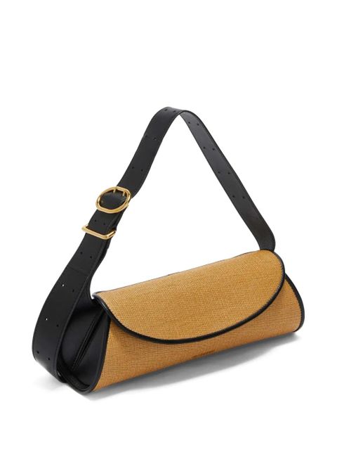 Jil Sander small Cannolo interwoven raffia shoulder bag - White - zdjęcie produktu nr 2