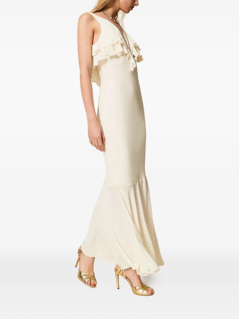 TWINSET ruffled maxi dress - Neutrals