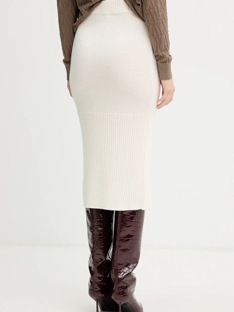 Armani Exchange spódnica z dodatkiem wełny kolor beżowy midi ołówkowa XW001309 AF13774