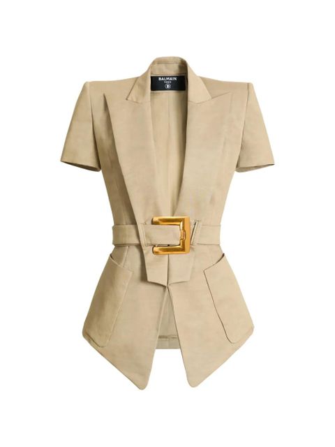 Balmain Anthem belted gabardine jacket - Neutrals - zdjęcie produktu nr 1