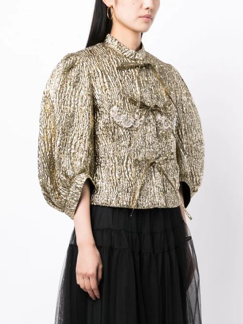 Simone Rocha bow-detail puff-sleeve jacket - Gold