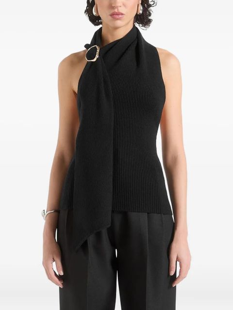Manière De Voir Elodie draped halterneck knitted top - Black - zdjęcie produktu nr 1
