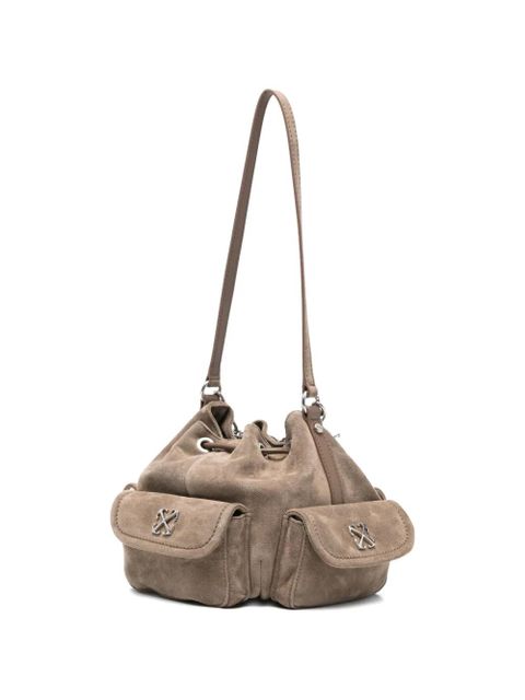 Off-White Dumbo.B appliqué chain suede bucket bag - Neutrals