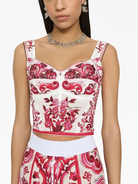 Dolce & Gabbana Majolica-print corset top - White