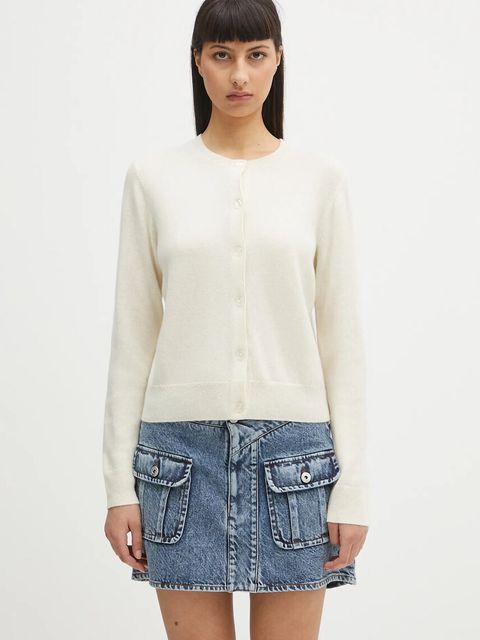 Samsoe Samsoe kardigan wełniany SABOSTON kolor beżowy lekki F24400186 - zdjęcie produktu nr 1