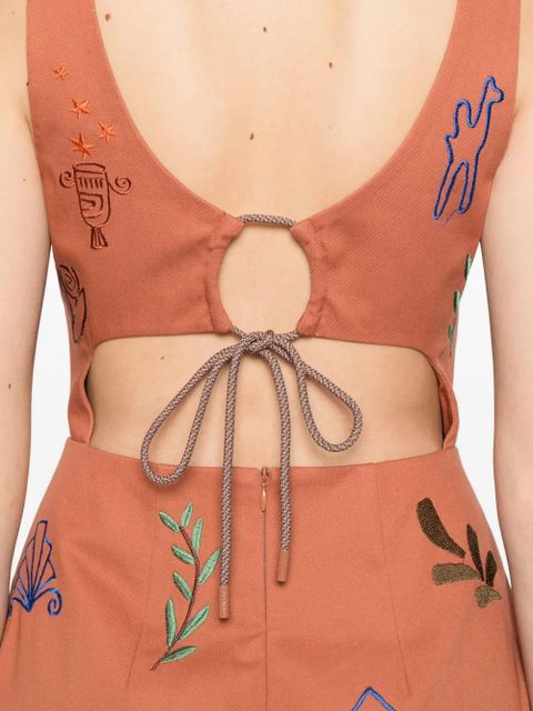 ALEMAIS x LRNLE Dusty embroidered mini dress - Orange