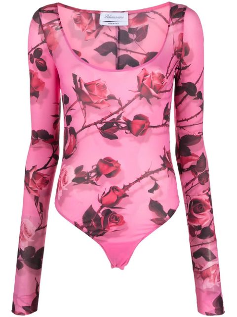 Blumarine floral-print long-sleeve bodysuit - Pink - zdjęcie produktu nr 1