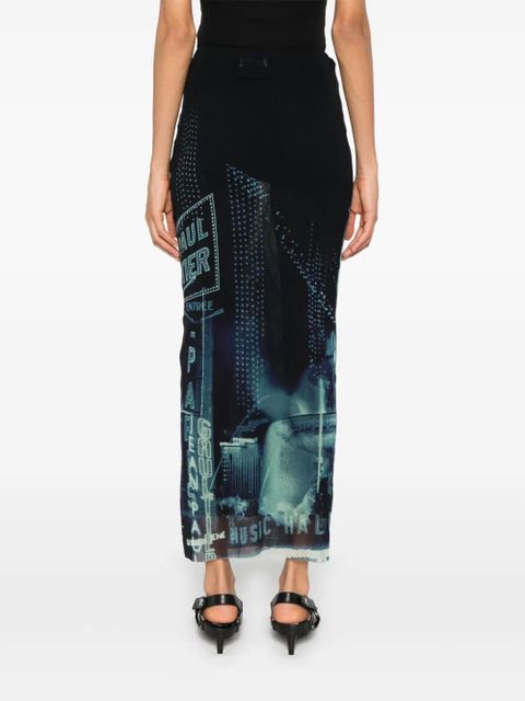 Jean Paul Gaultier Pigalle-print maxi skirt - Blue