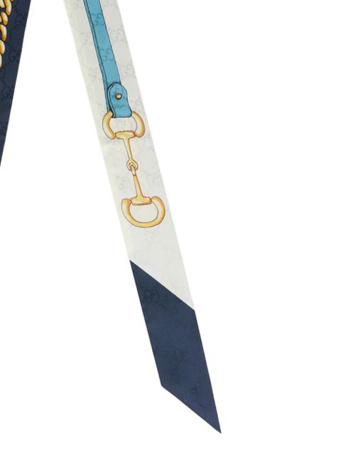 Gucci Horsebit chain-print scarf - Blue - zdjęcie produktu nr 2