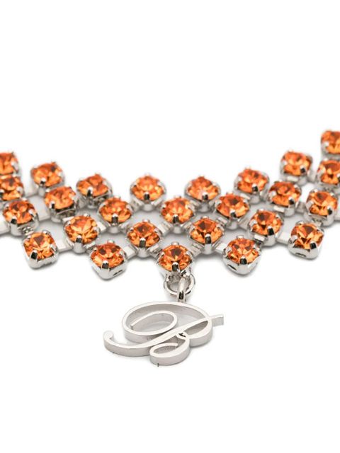 Blumarine crystal-embellished B-logo necklace - Silver