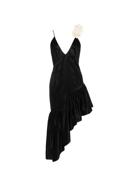 SANDRO Laurine ruffled V-neck midi dress - Black - zdjęcie produktu nr 1