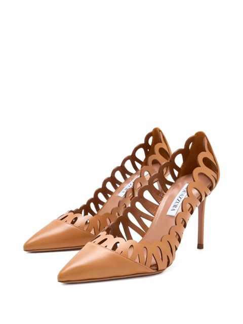 Aquazzura 85mm Peep scalloped-cut pumps - Brown - zdjęcie produktu nr 2