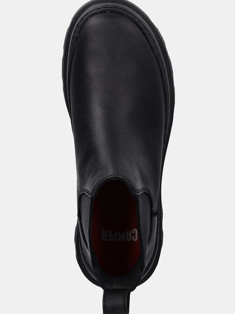 Camper sztyblety skórzane Brutus+ damskie kolor czarny na płaskim obcasie K400818-001