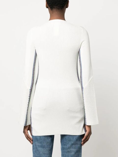 Chloé stripe-detail long wool cardigan - White