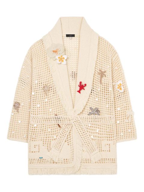 Alanui Where The Waves Begins appliqué fringed cardi-coat - Neutrals - zdjęcie produktu nr 1